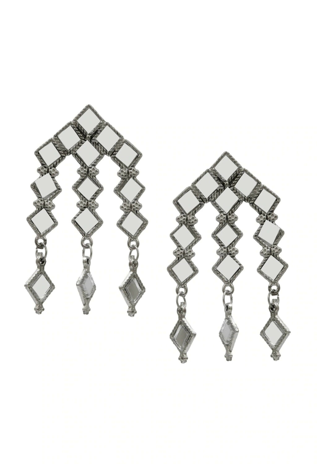 Oxidised Silver-Plated Alloy Mirror Choker Necklace