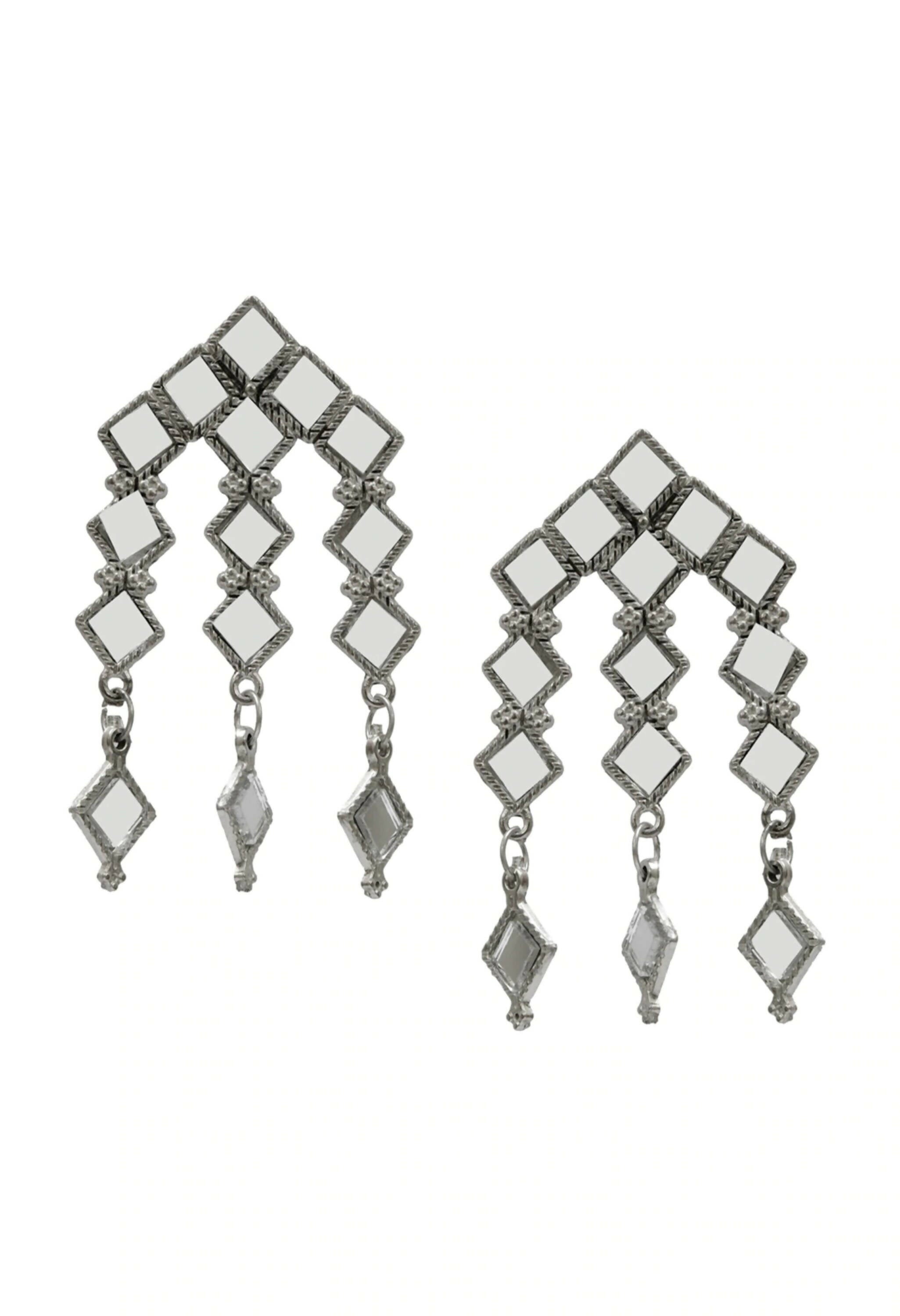 Oxidised Silver-Plated Alloy Mirror Choker Necklace