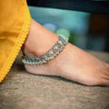 Classic traditional oxidised silver plated anklets for women