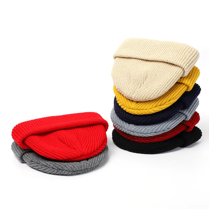 Plain Color Knit Beanie for Men and Women Winter