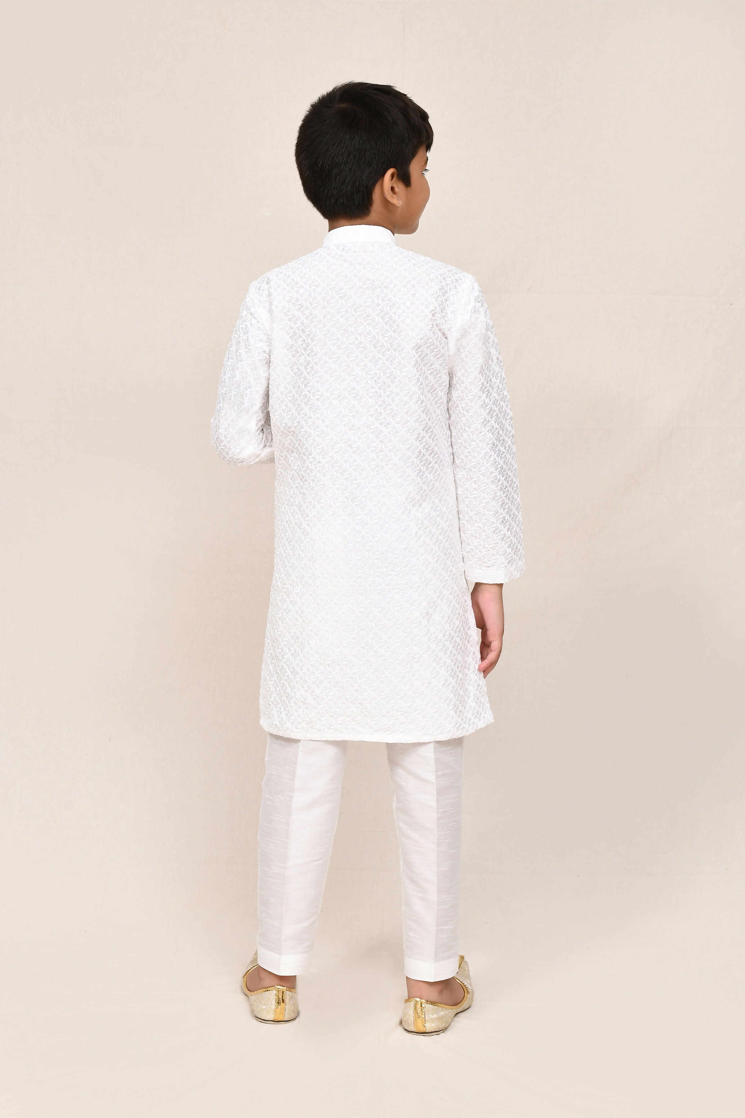 Women's White Art Silk Kurta Set with Straight Fit Pant