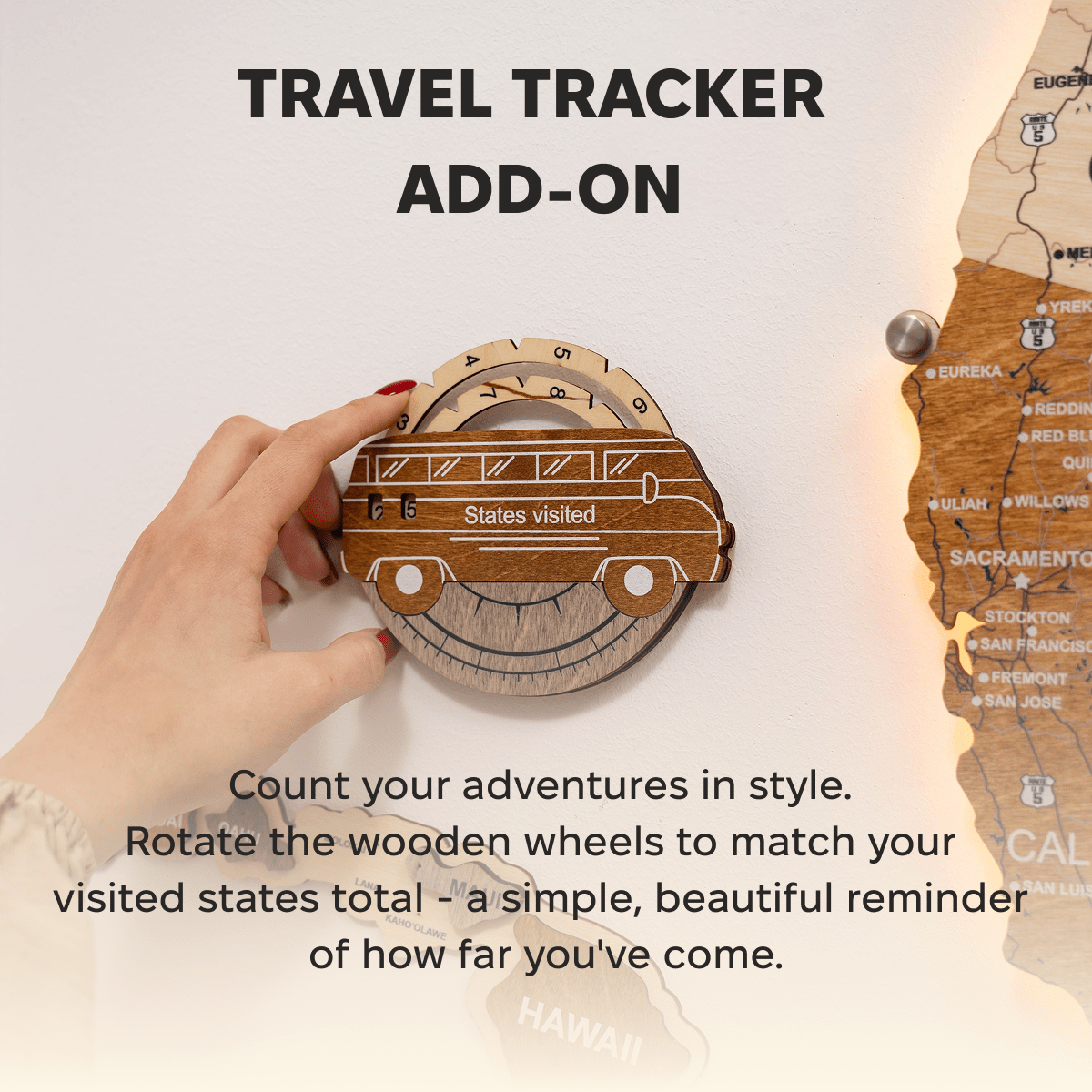 3D USA Wooden Map Travel Tracker Multicolor for Wall Decor