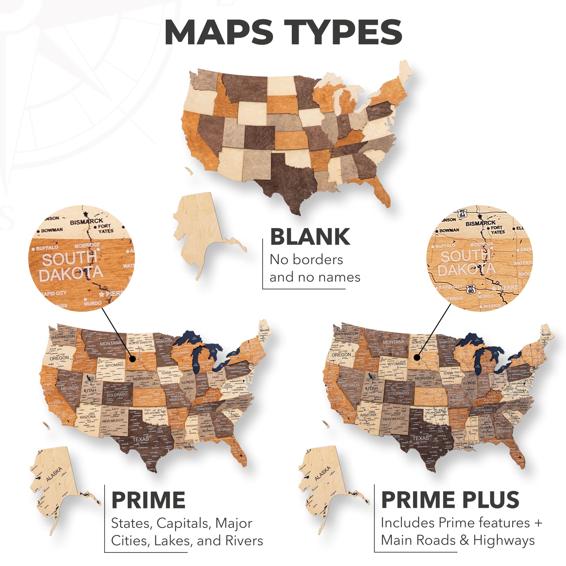 3D Wooden USA Map Wall Art – Modern Multicolor Travel Tracker