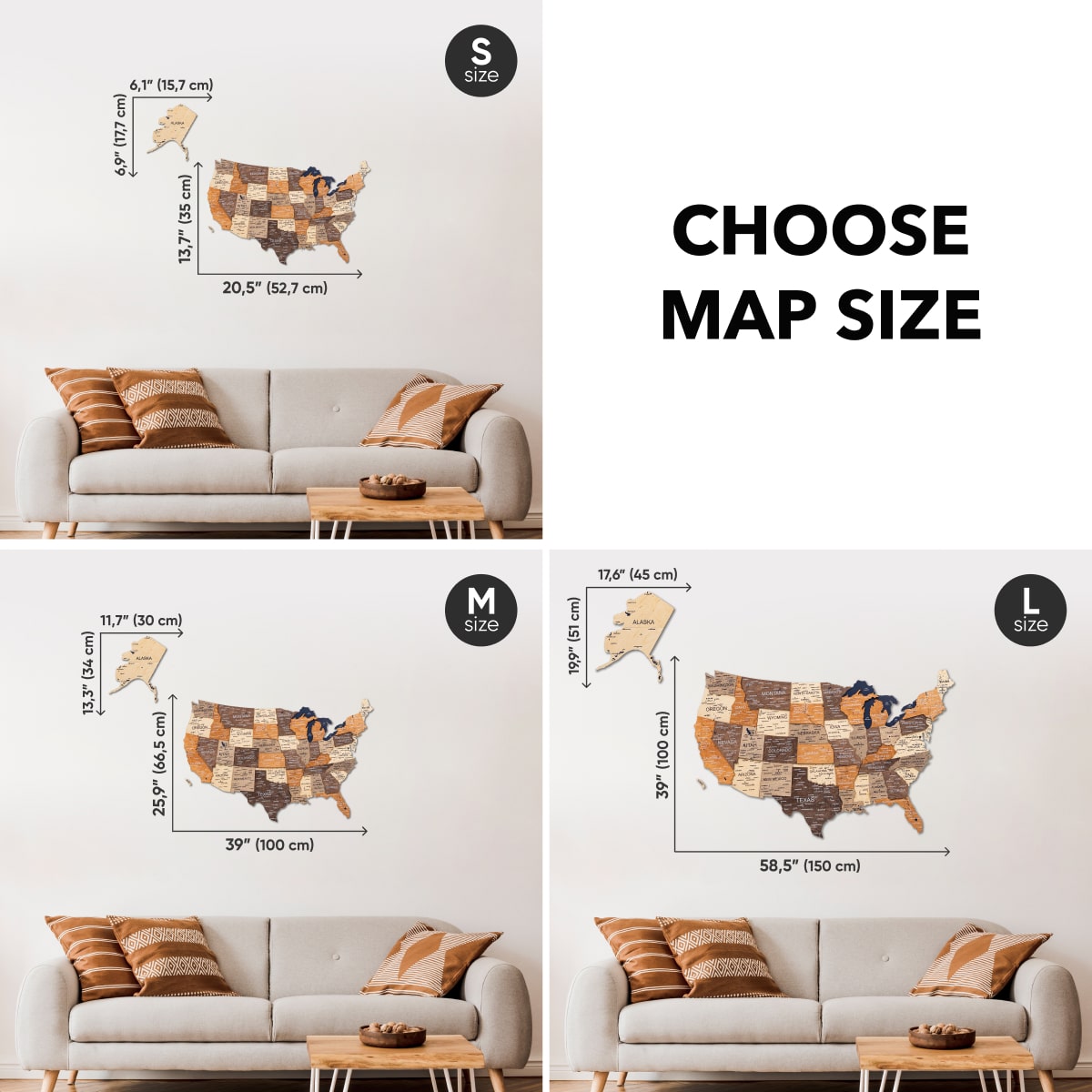 3D Wooden USA Map Wall Art – Modern Multicolor Travel Tracker