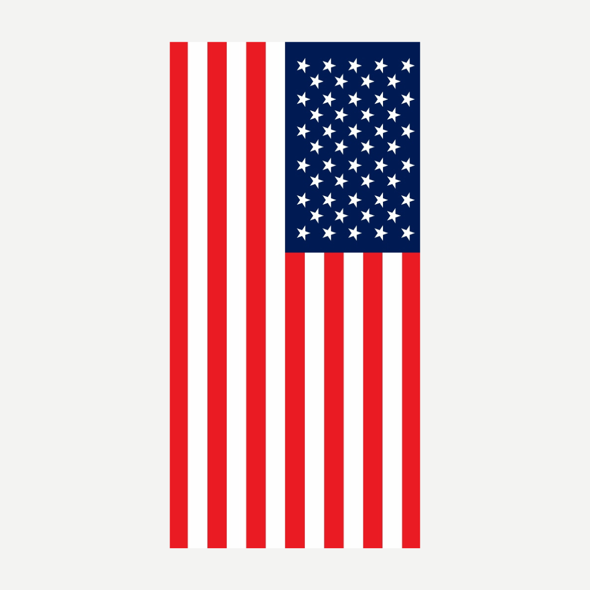 A rectangular beach towel featuring the United States flag design with red and white stripes and a blue field with white stars.