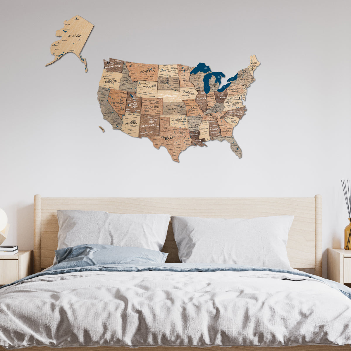 3D Wooden Map of USA - Smokey Collection Modern Wall Decor