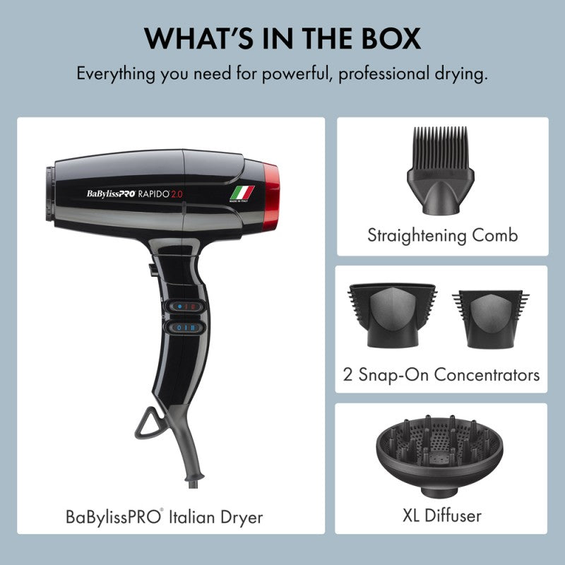 High Speed Rapido 2.0 Professional Hair Dryer in Black and Red