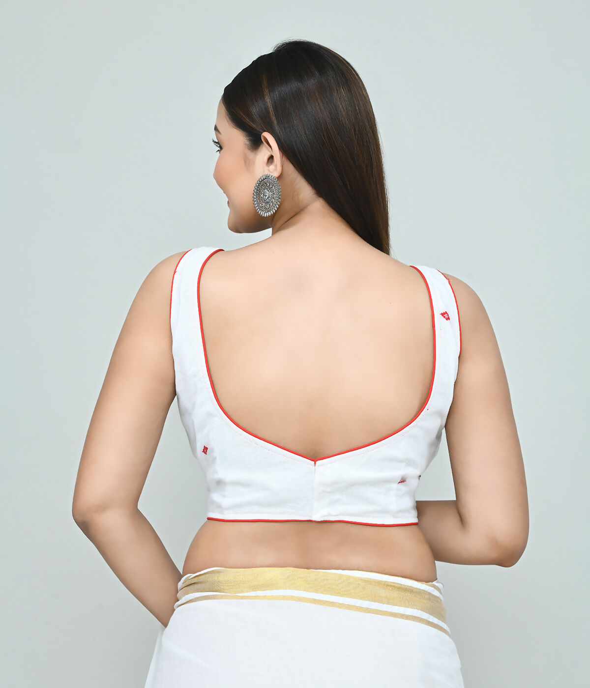 Women's White Embroidered Art Silk Blouse - Ready to Wear