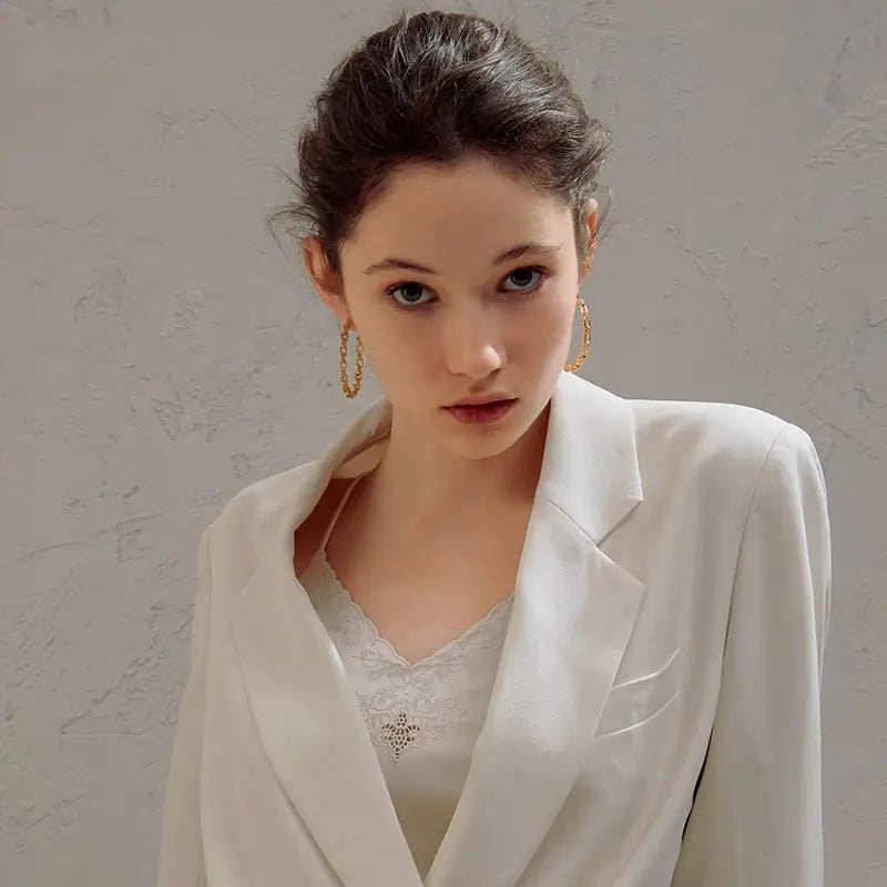 Stylish Hoop Earrings, Minimalist 925 Silver Studs