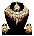 Pink Kundan Necklace Set with gold plating and adjustable cord