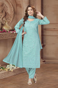 Joban Fashion Firozi Soft Silk Sequin Work Kurta Set