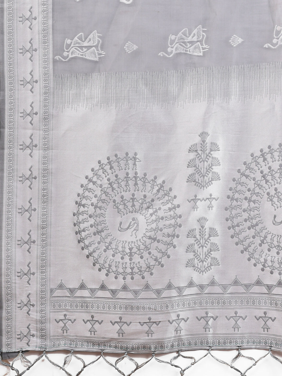 Varnika Grey Linen Cotton Saree with Matching Blouse Piece