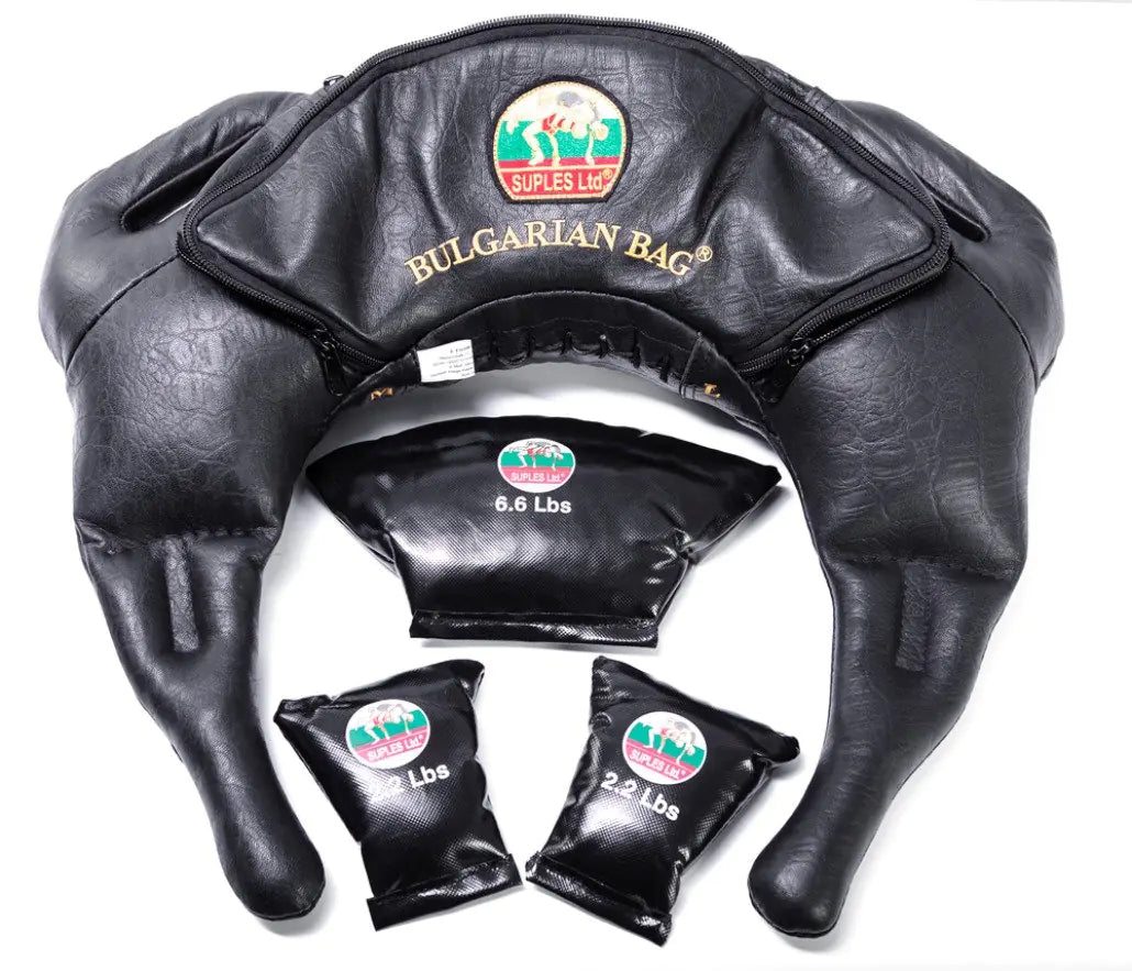 Suples Bulgarian Bag - Strong Model (M-L 26-37 lbs gen leather) The Original Bulgarian Bag Creator (Fitness Crossfit Wrestling Judo Grappling Functional Training MMA Sandbag Cardio Strength)