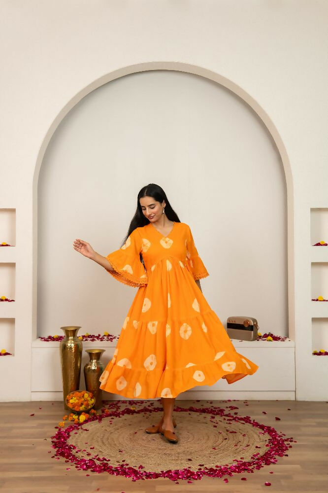 Orange Tie & Dye Cotton Dress