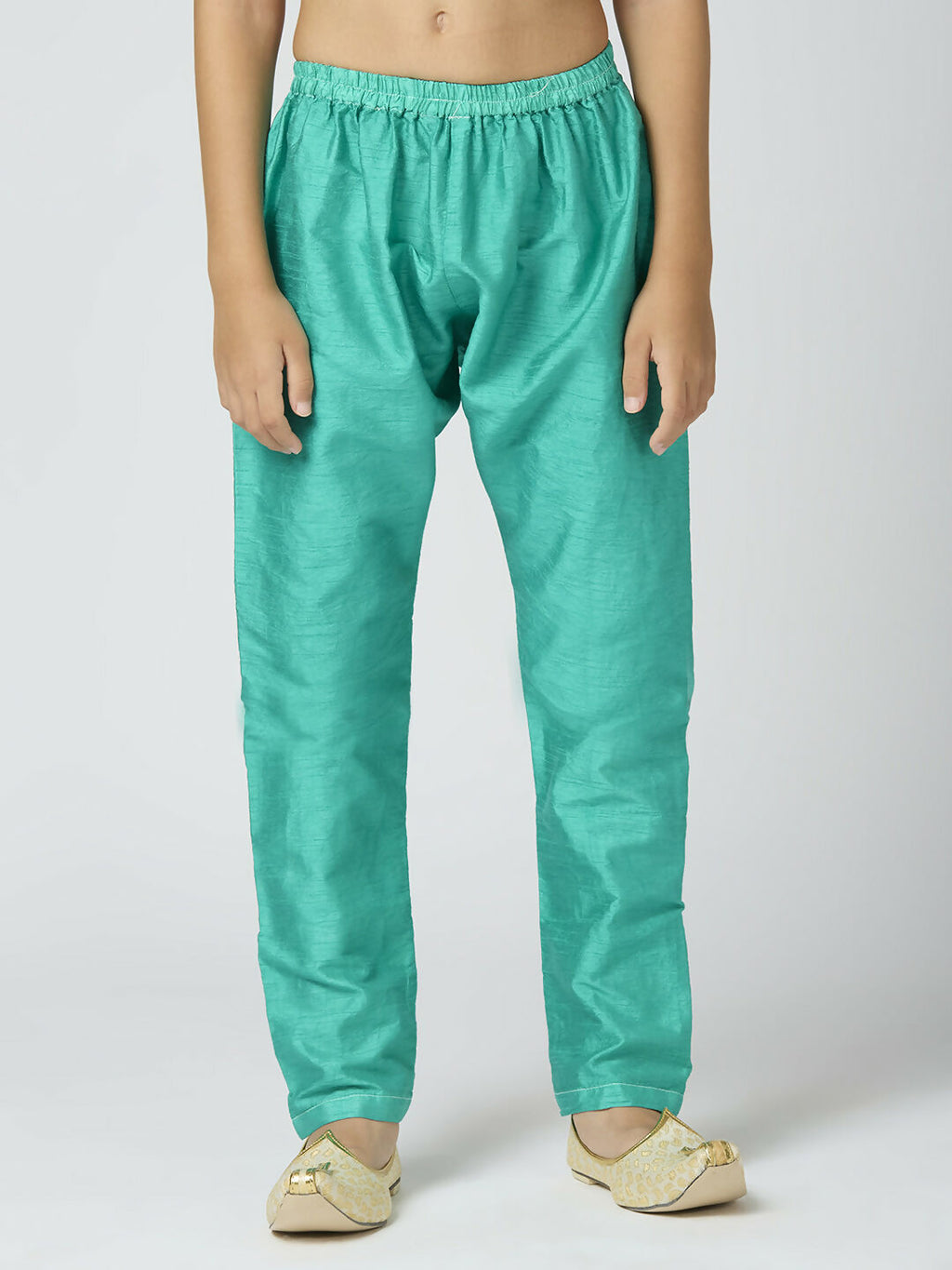 Boys Sea Green Chanderi Kurta and Pyjama Set with Butta Work