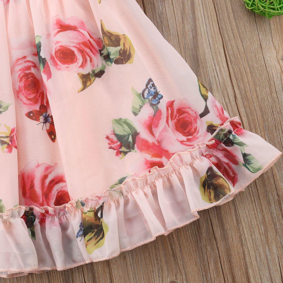 Floral Chiffon A-Line Dress with Lace Ruffle Sleeves