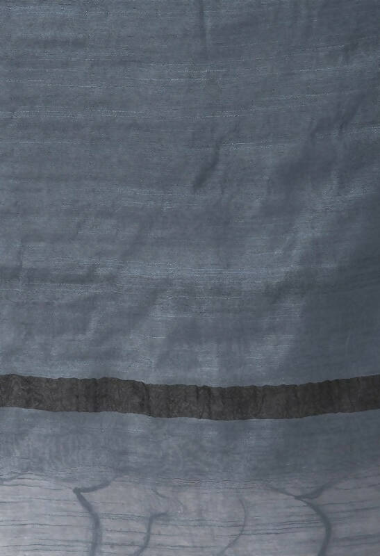 Black Cotton Dupatta with Traditional Temple Border and Gray Detail