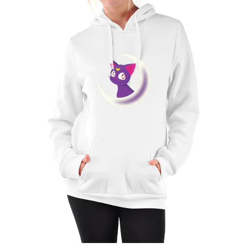 Women's Hooded Sweatshirt with Cute Cat Design