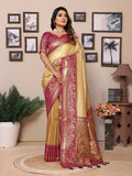 Classic Cream Tissue Silk Saree with woven detailing