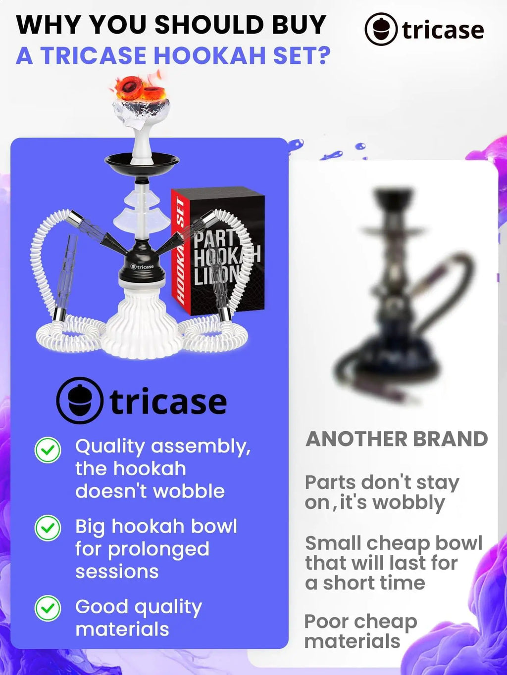 White Black Hookah set with everything Hookah Set 2 Hose Hookah LilOne