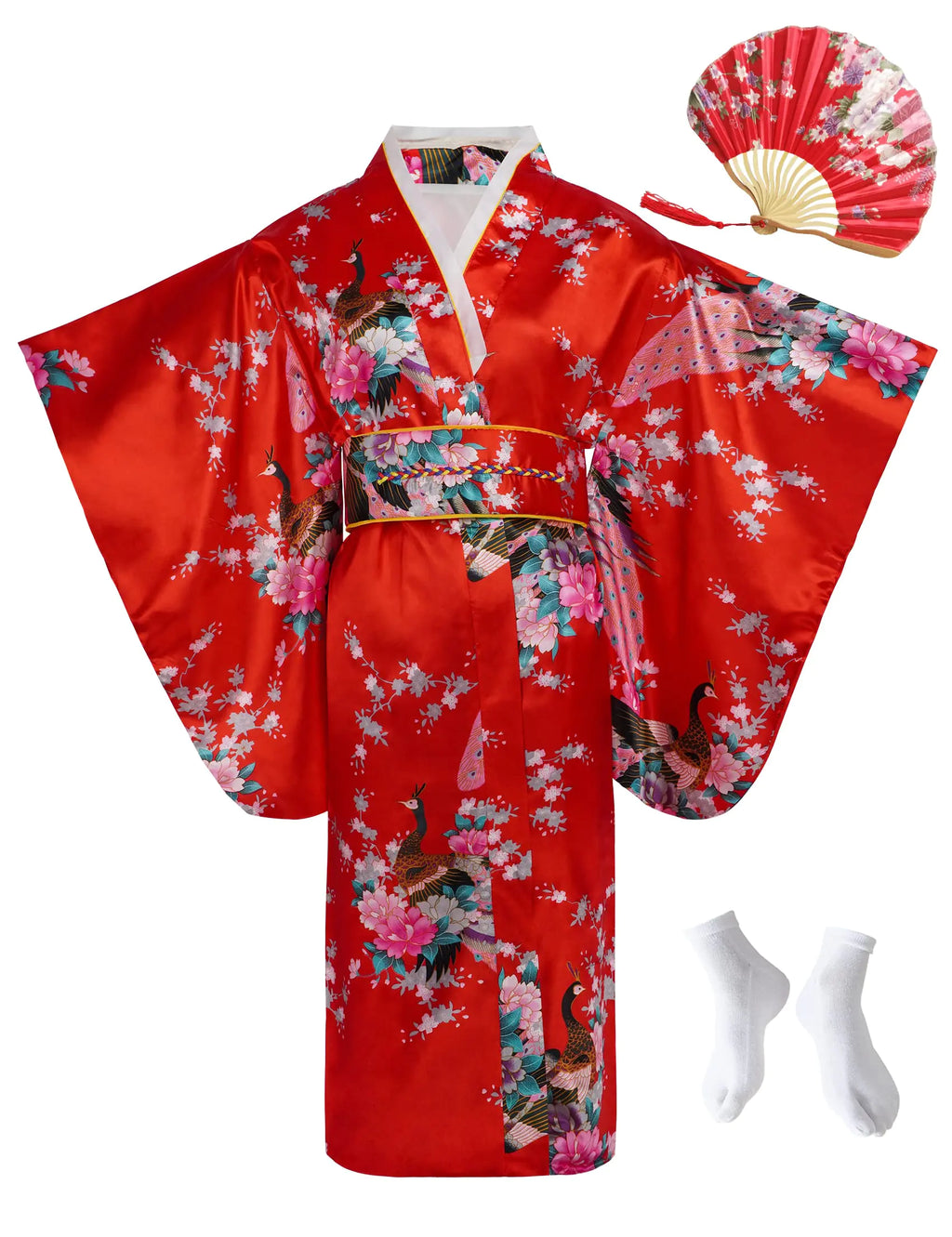 CRFASIBE Japanese Traditional Dress Kimono Robe for Kids Girls Yukata Kimono Anime Cosplay Robe