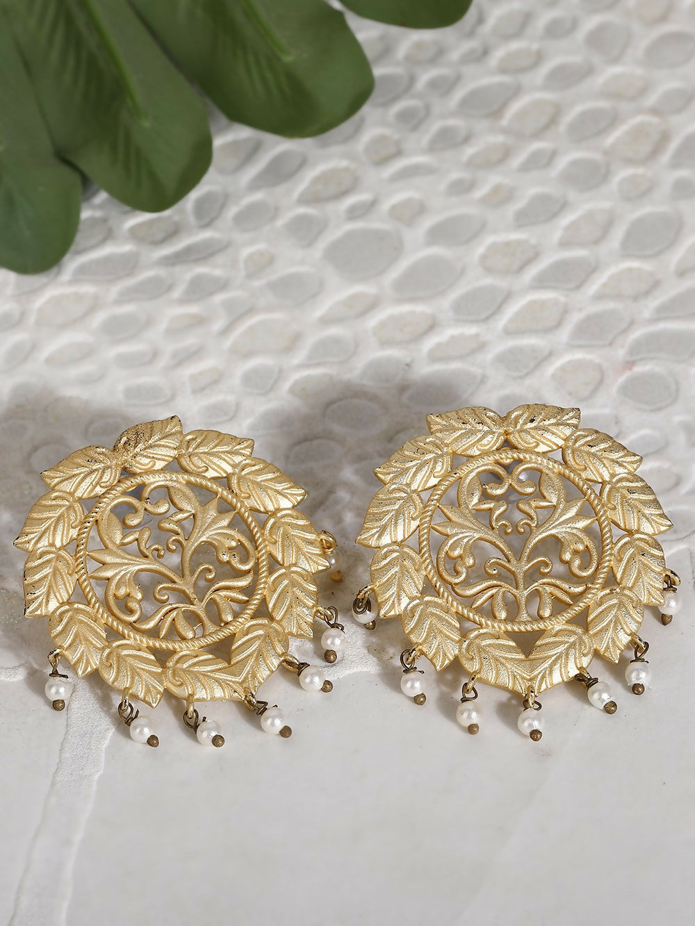 Handcrafted Matte Gold Statement Earrings for Women