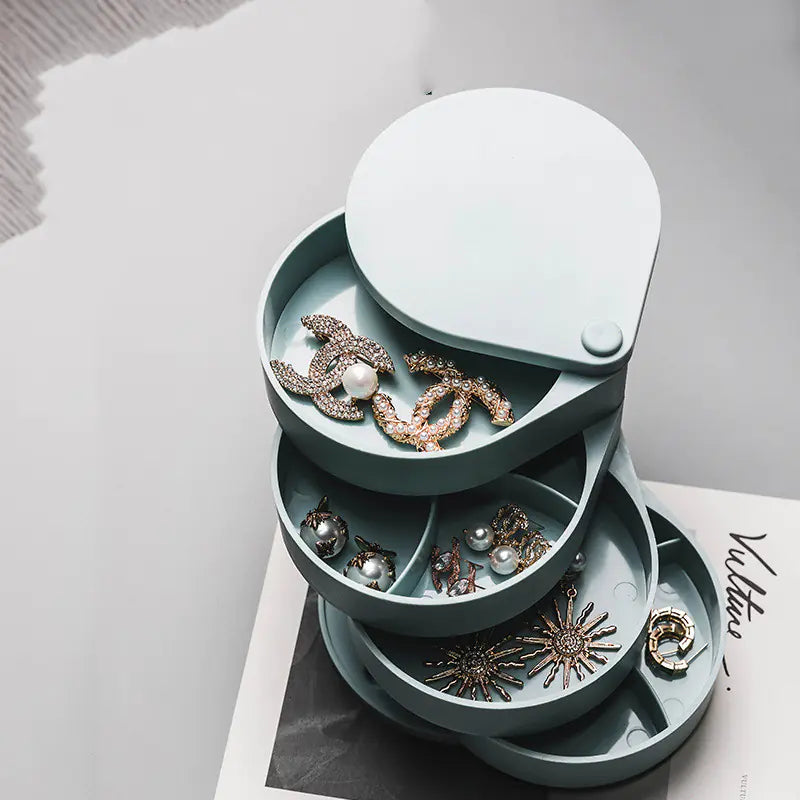 Earring Storage Box with Rotating Display Rack