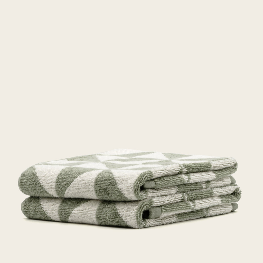 Sage Green Australian Cotton Geometric Bath Towel 600 GSM - Image 22