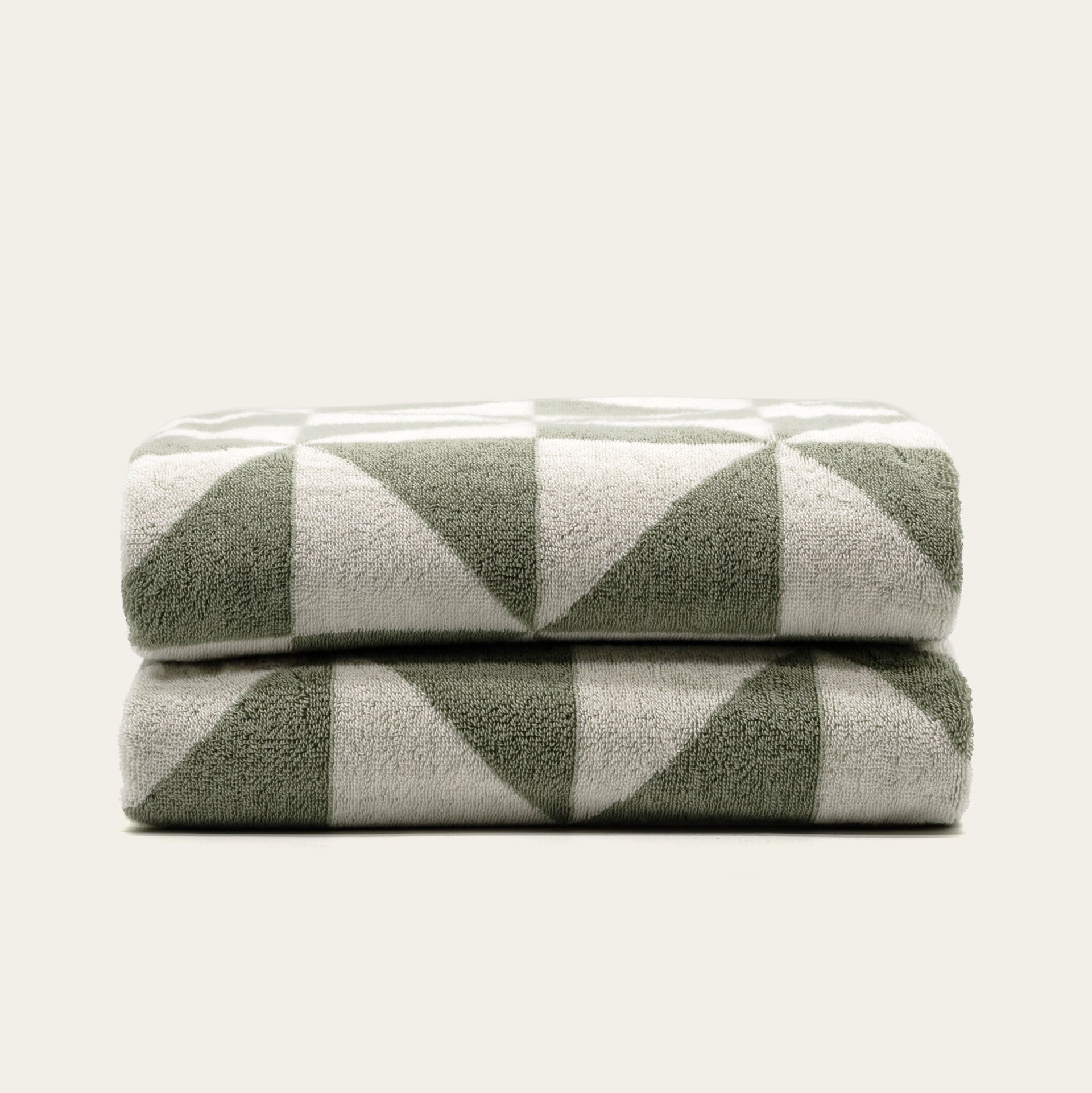 Sage Green Australian Cotton Geometric Bath Towel 600 GSM - Image 21