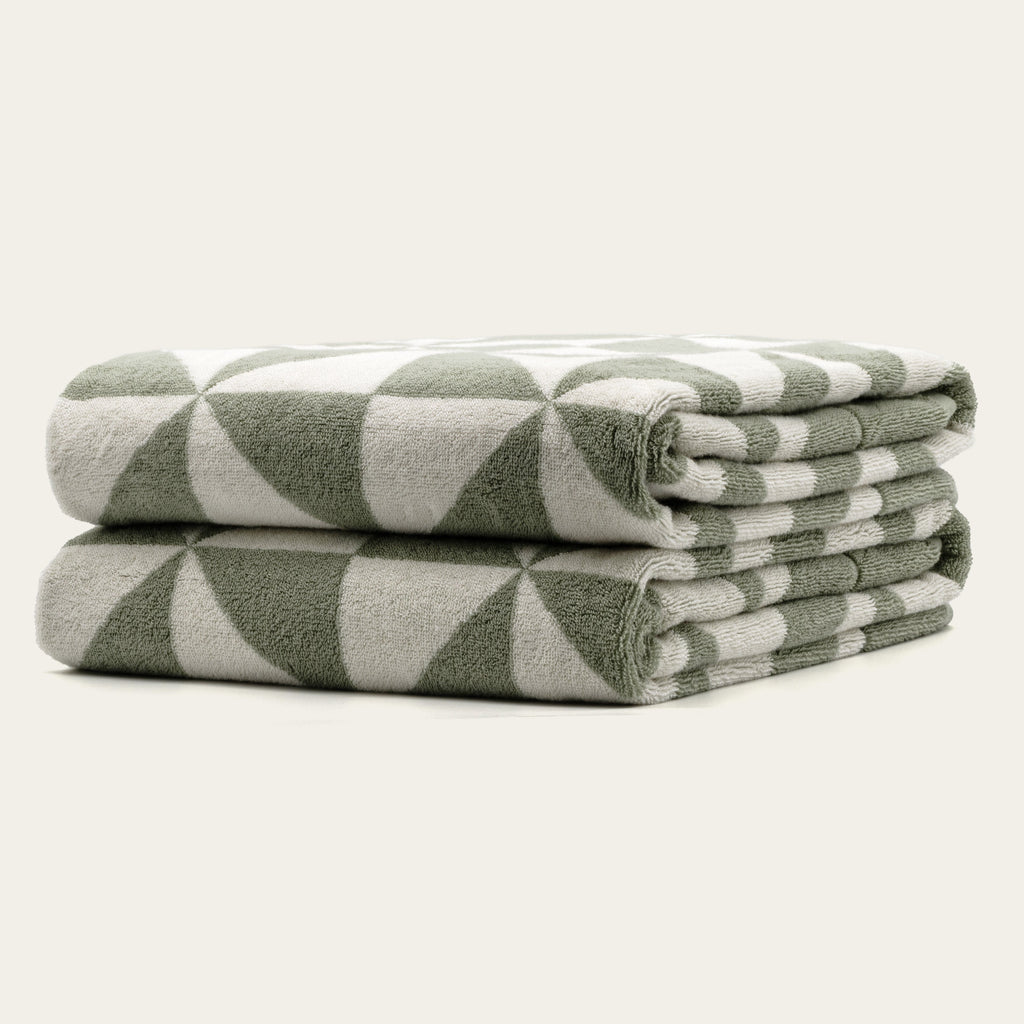 Sage Green Australian Cotton Geometric Bath Towel 600 GSM - Image 27