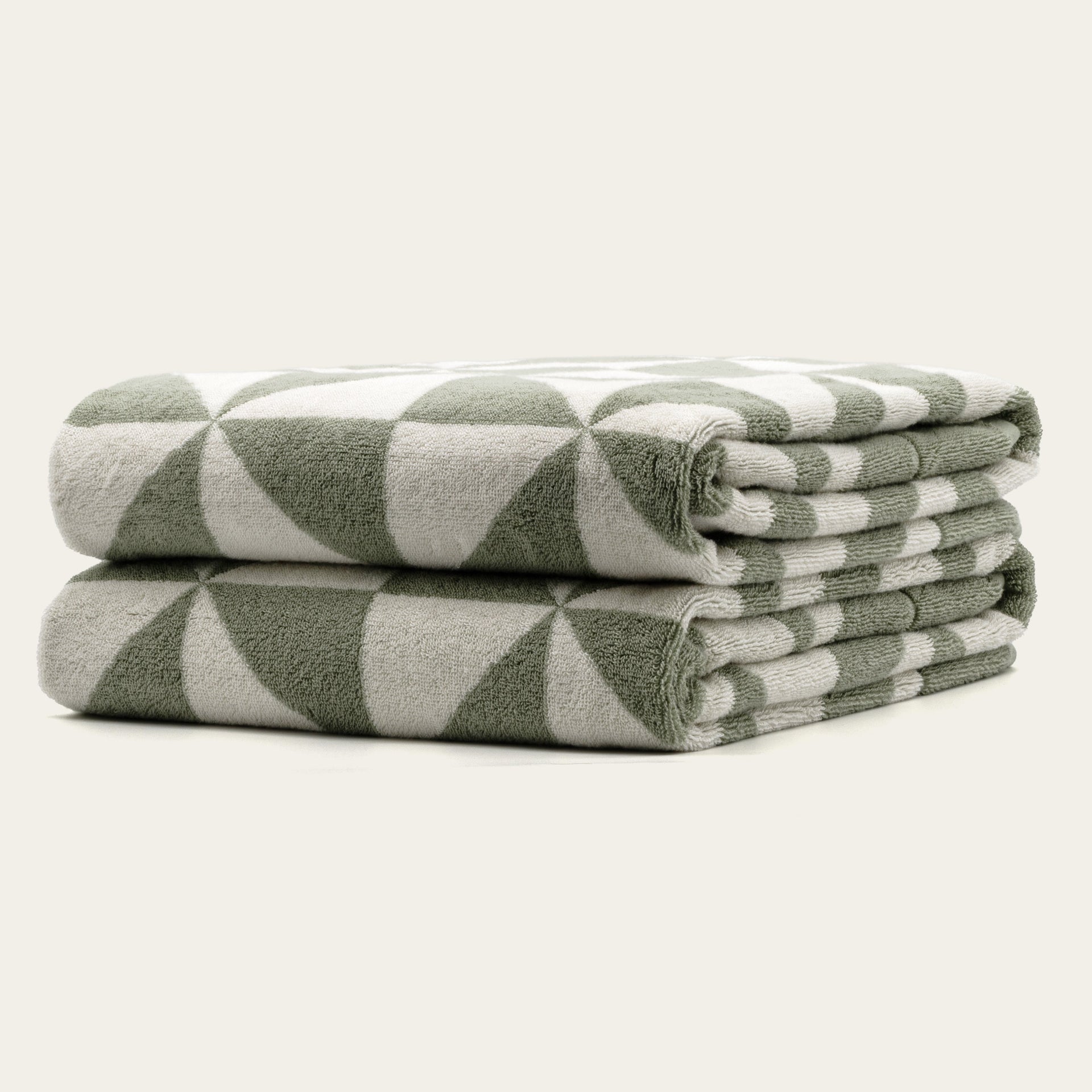 Sage Green Australian Cotton Geometric Bath Towel 600 GSM - Image 27