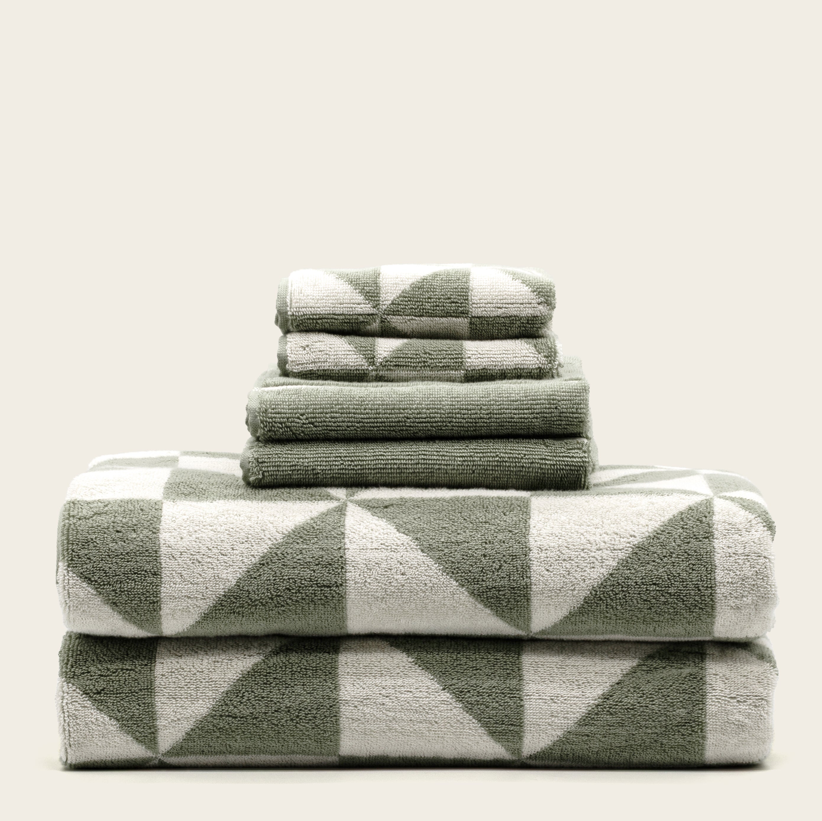 Sage Green Australian Cotton Geometric Bath Towel 600 GSM - Image 13