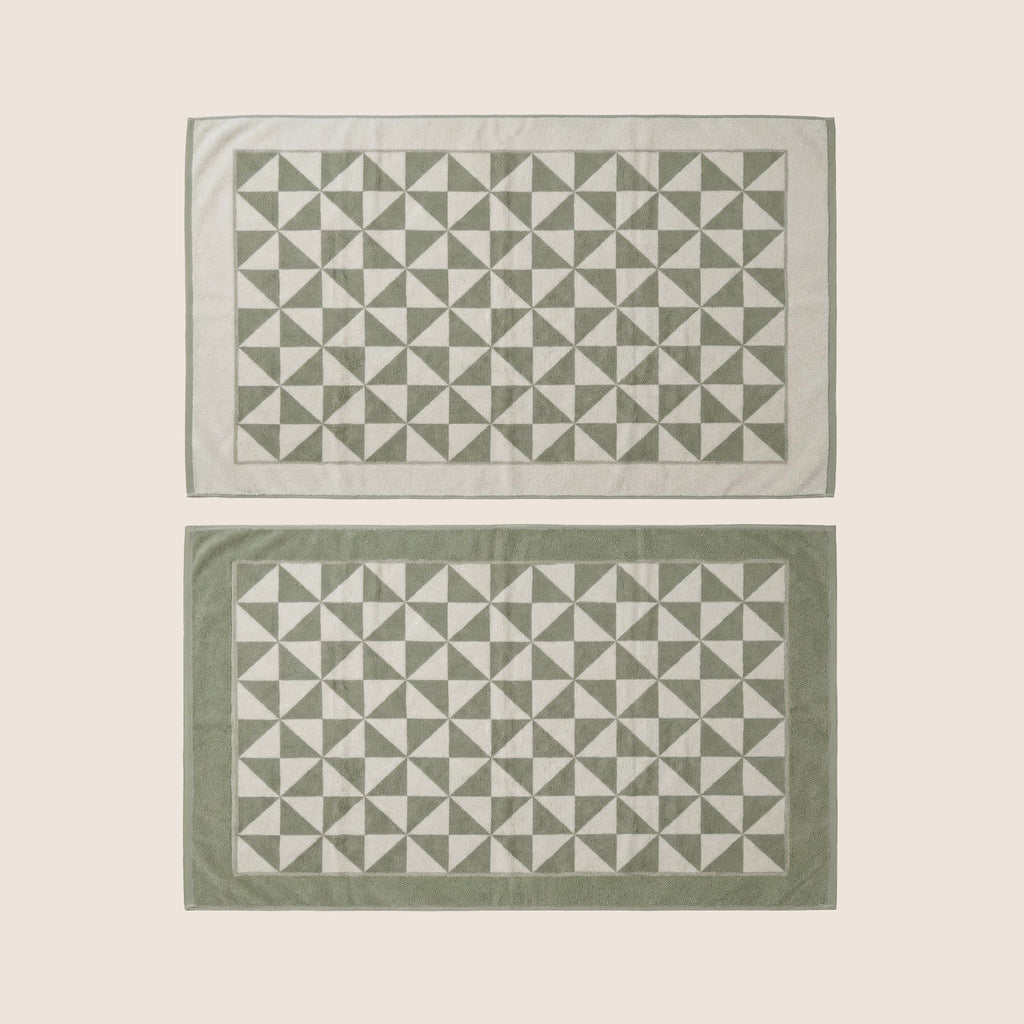 Sage Green Australian Cotton Geometric Bath Towel 600 GSM - Image 33
