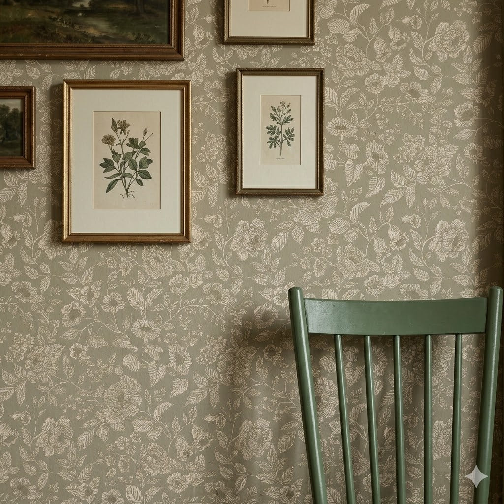 Lorraine Wallpaper pattern by Daphne and Sage featuring elegant floral print