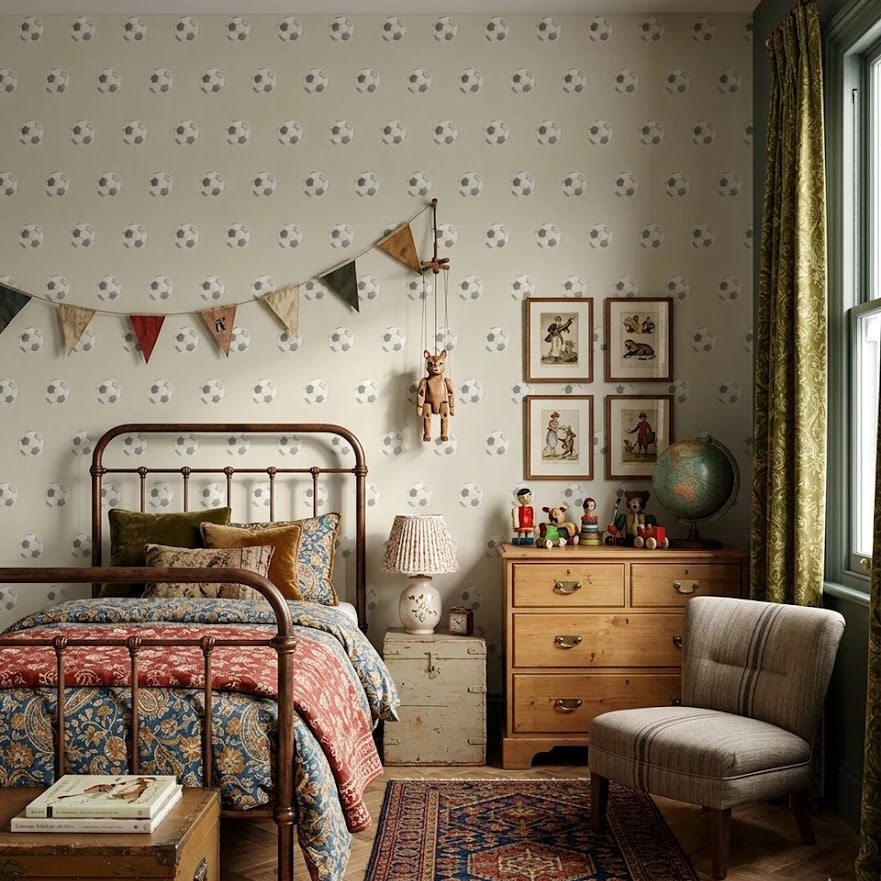 Beckham Wallpaper by Hailey Kiefer applied to a living room wall