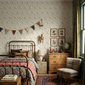 Beckham Wallpaper by Hailey Kiefer applied to a living room wall