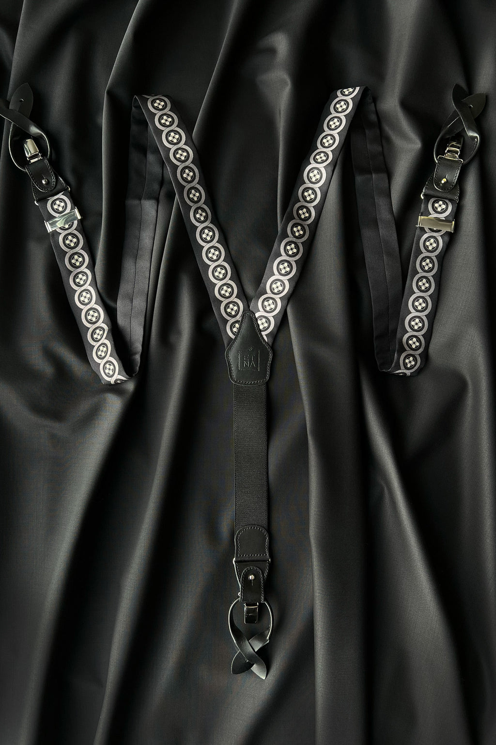 Sicily Chalk White Floral Patterned Silk Suspenders
