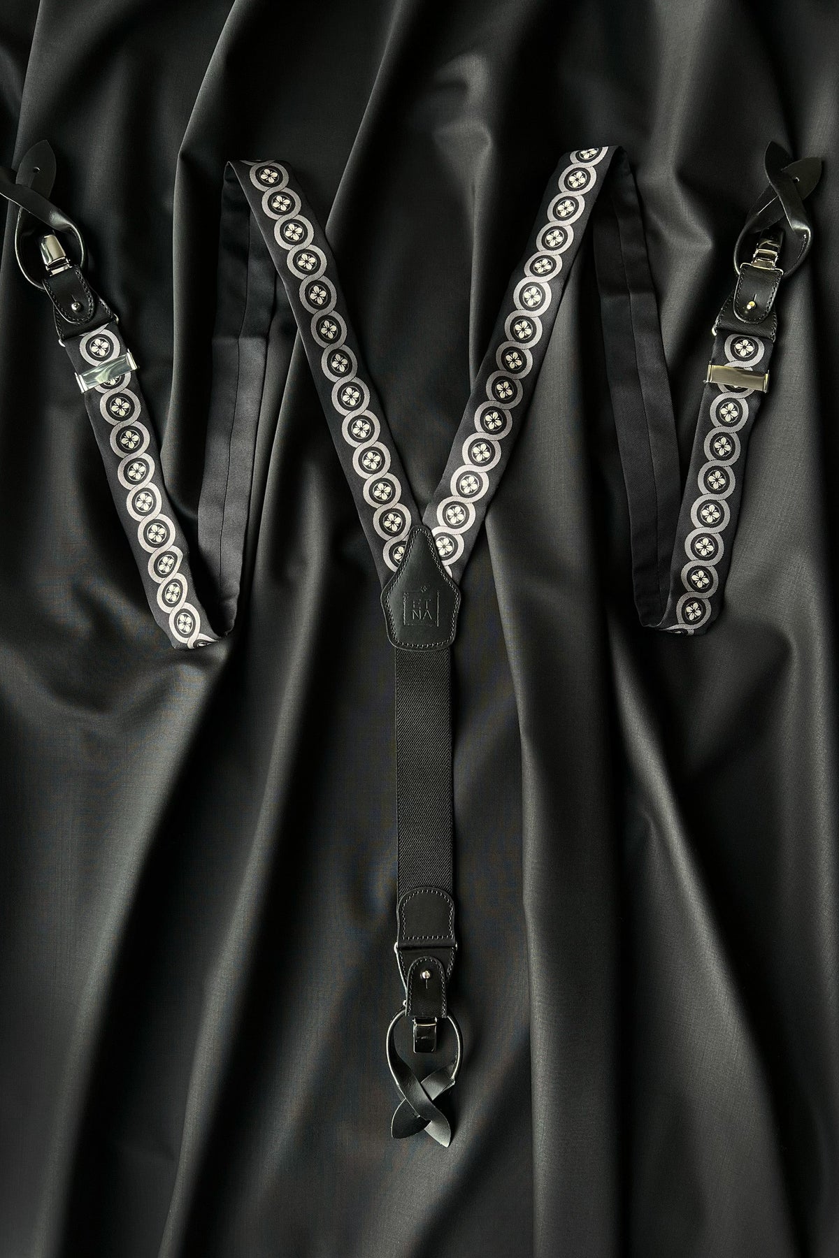 Sicily Chalk White Floral Patterned Silk Suspenders