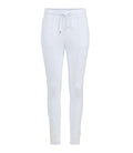Women's White Sweatpants with Gold Side Stripe and Drawstring