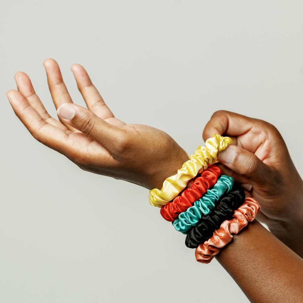 Organic Silk Small Scrunchie 3-Pack Sunshine Yellow