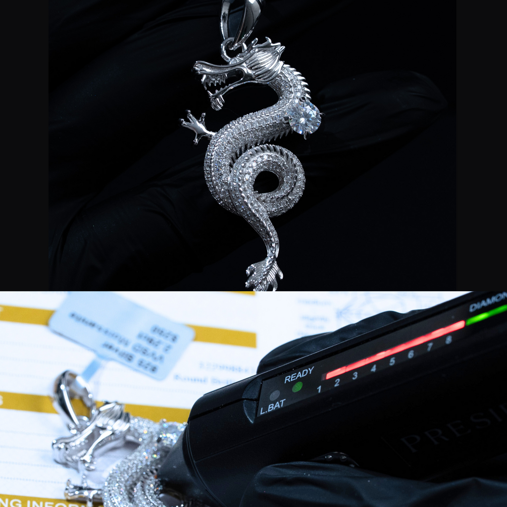 Moissanite Dragon Pendant Iced 925 Sterling Silver