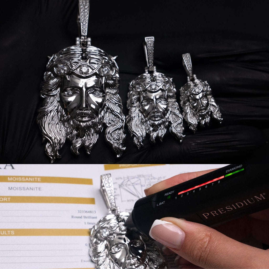 Moissanite Jesus Piece Head Pendant Moissanite Solid 925 Sterling Silver
