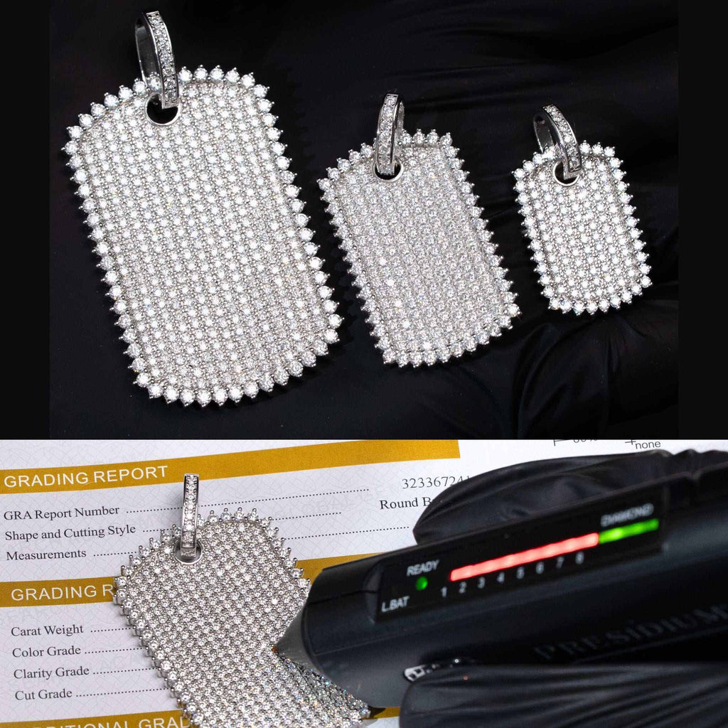 Moissanite Dog Tag Pendant – Iced Out 925 Sterling Silver Jewelry