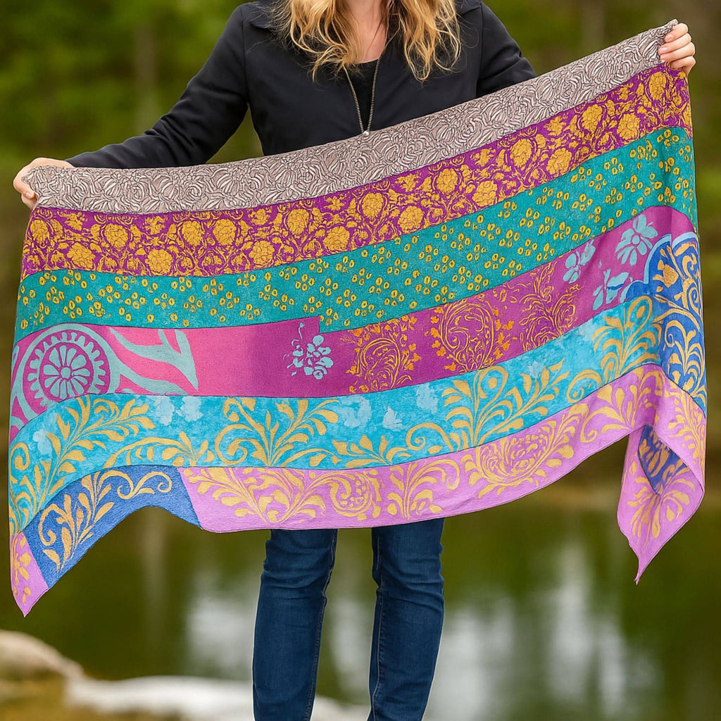 The Original Medley Silk Sari Scarf: Vibrant Boho Long Wrap