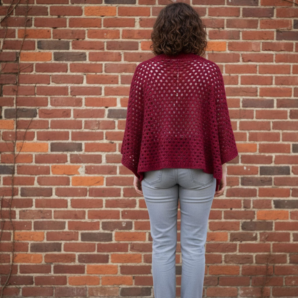 Bohemian Granny Square Crochet Cardigan Pattern - Deep Berry