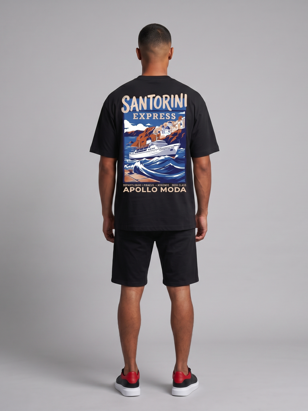 Santorini Express Oversized Graphic Tee in Black