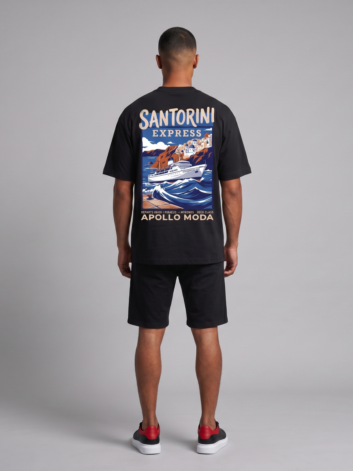 Santorini Express Oversized Graphic Tee in Black