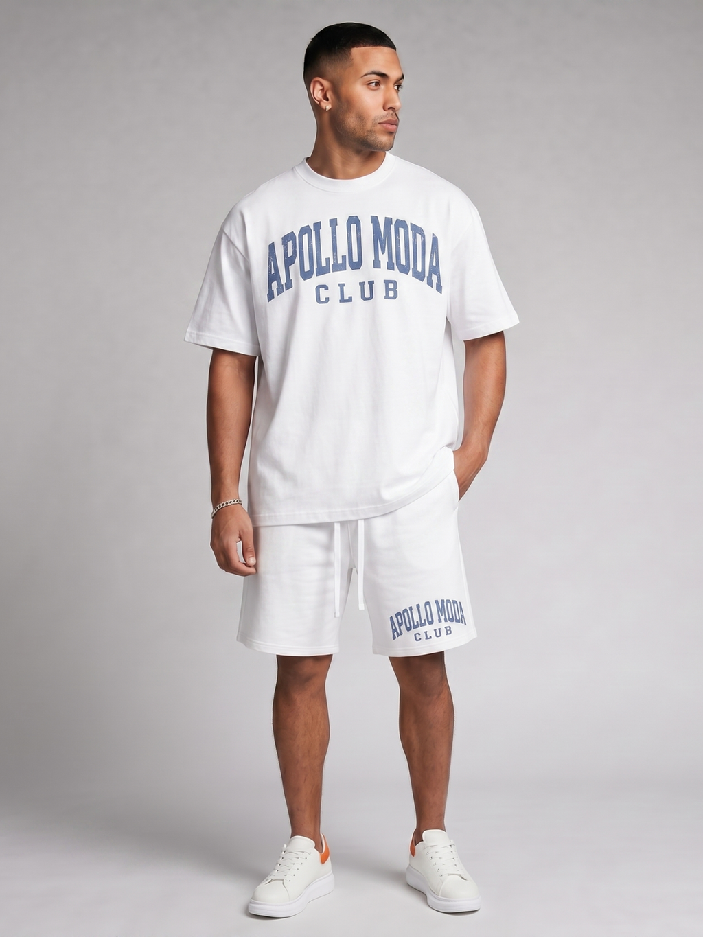 Club Oversized Collegiate Graphic Tee - White & Blue