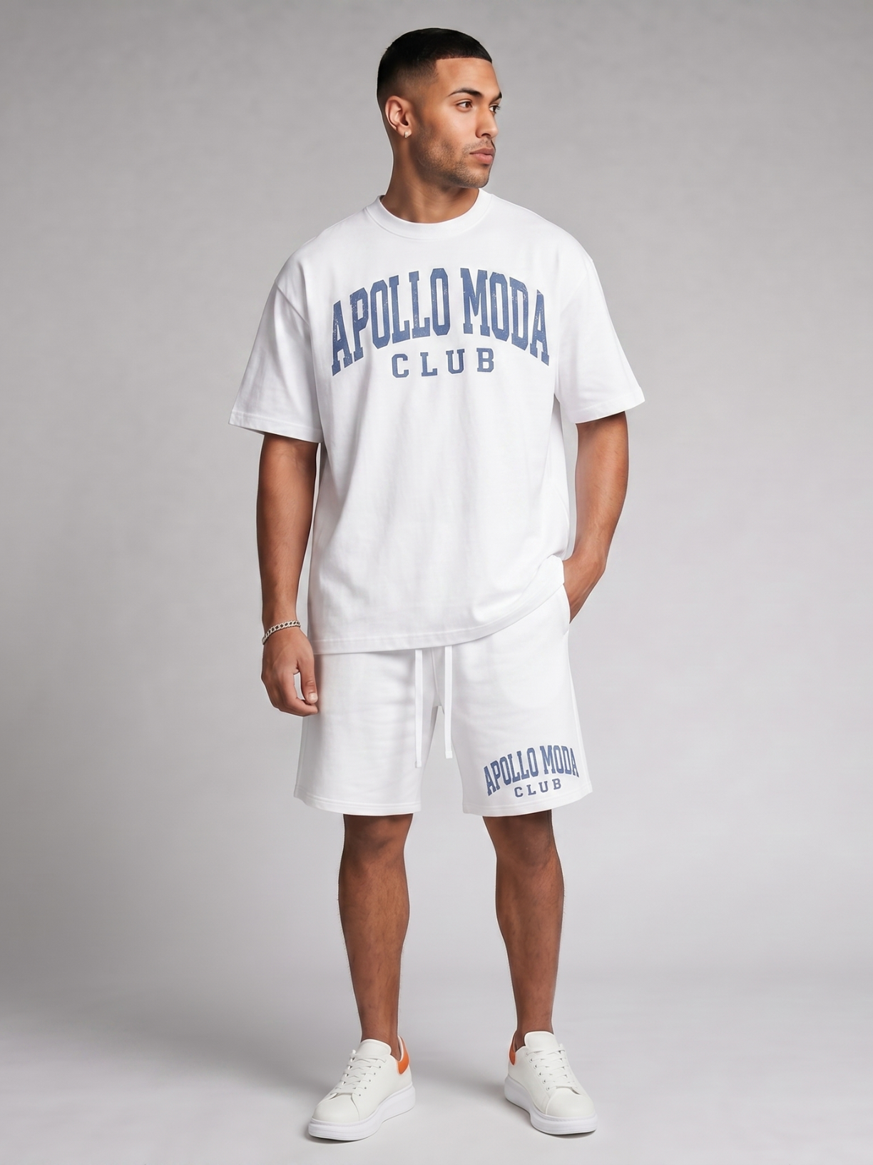 Club Oversized Collegiate Graphic Tee - White & Blue