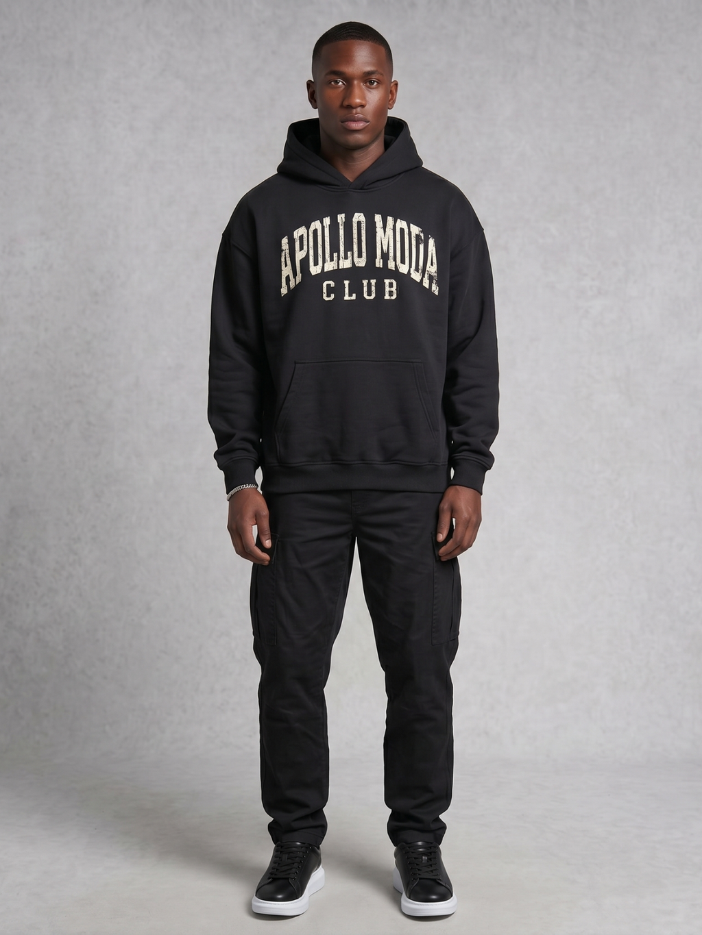 Club Collegiate Oversized Heavyweight Hoodie - Black/Off-White